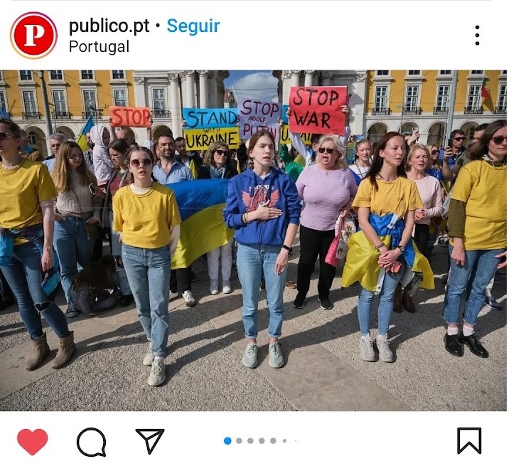 Público: 'Ucranianos protestam em Lisboa e no Porto contra a invasão russa'