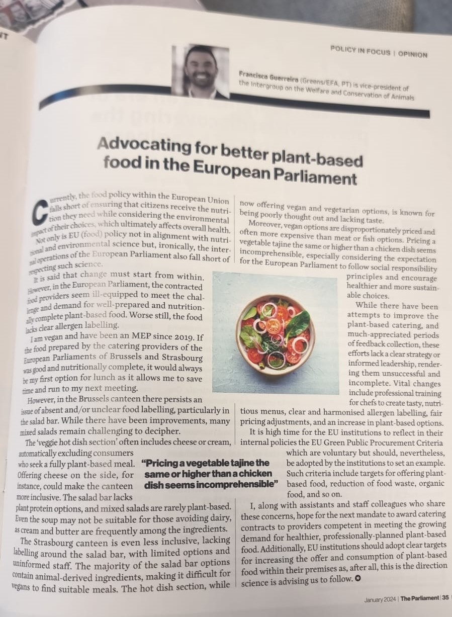 The Parliament Magazine: 'From policy to plate: advocating for better plant-based food in the European Parliament'