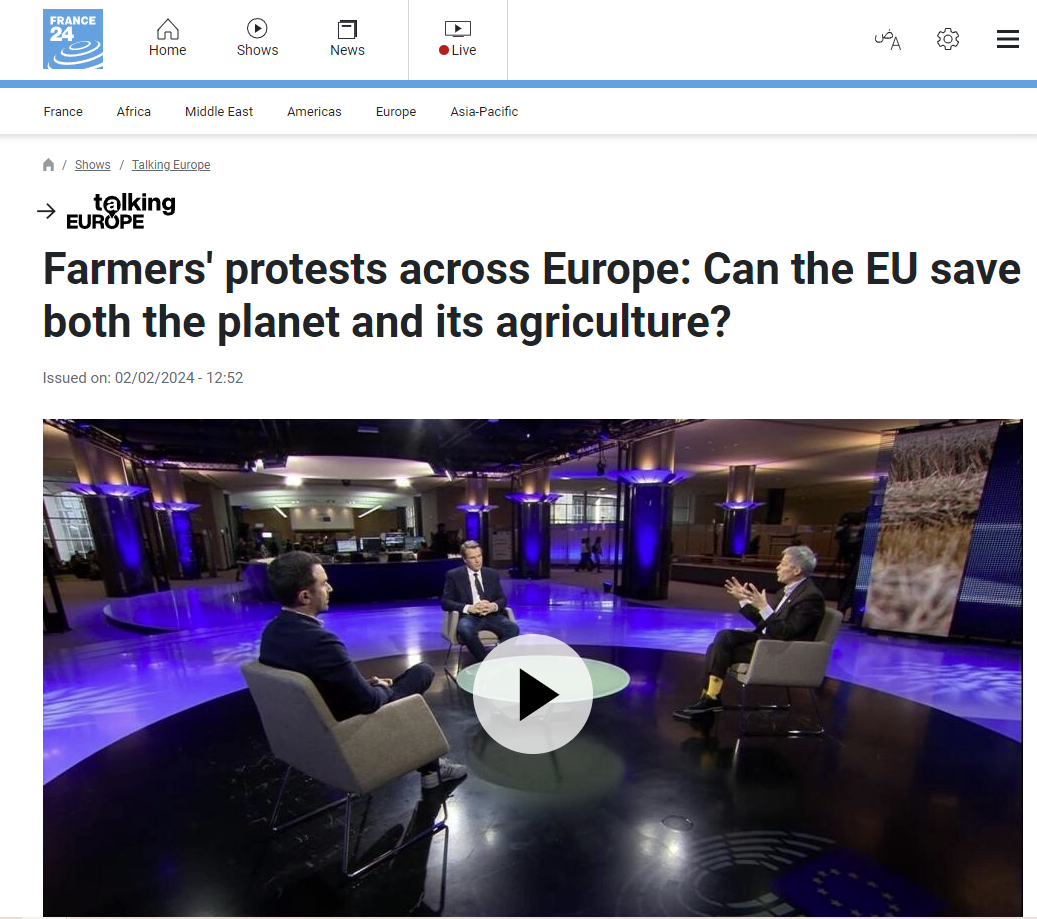 France 24: 'Farmers' protests across Europe: Can the EU save both the planet and its agriculture?'