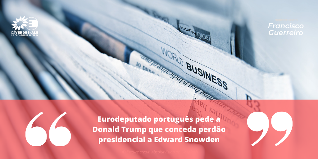 Jornal Económico: 'Eurodeputado português pede a Donald Trump que conceda perdão presidencial a Edward Snowden'
