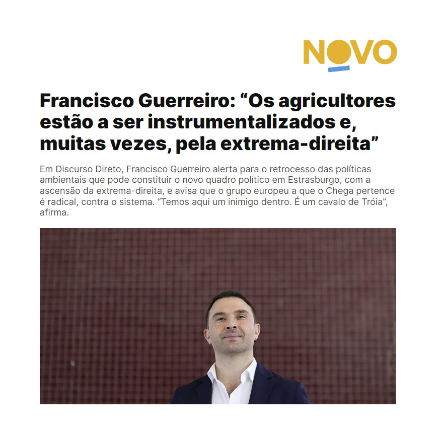 O Novo: 'Francisco Guerreiro: Os agricultores estão a ser instrumentalizados e, muitas vezes, pela extrema-direita'